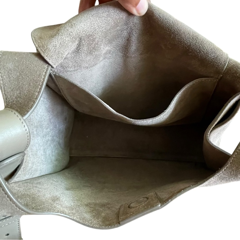 CUYANA Taupe Suede Double Loop Bag Magnetic Closure - Picture 3 of 9